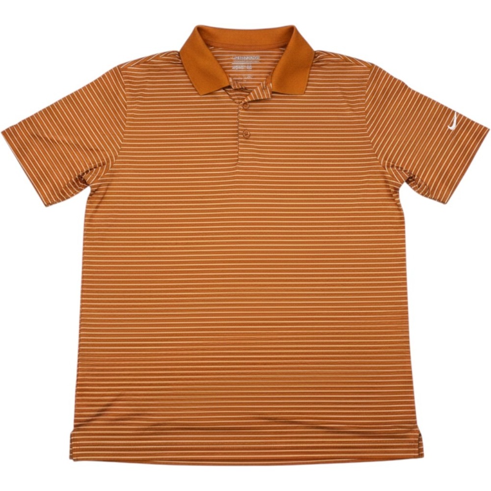 Nike Golf Tour Performance Dri-FIT Striped Polo Shirt Mens Medium Orange White